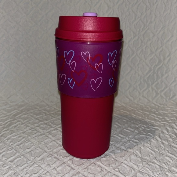 Like New Tupperware 16oz Eco-To-Go Tumbler Cup Hearts - Picture 4 of 13